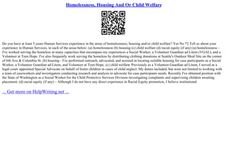 Homelessness, Housing And Or Child Welfare | PPT