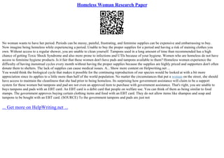 Homeless Woman Research Paper | PPT