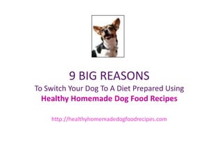 9 BIG REASONSTo Switch Your Dog To A Diet Prepared Using Healthy Homemade Dog Food Recipes http://healthyhomemadedogfoodrecipes.com 