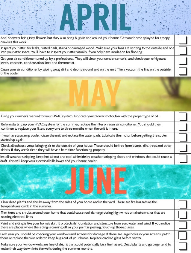 home maintenance checklist printable
