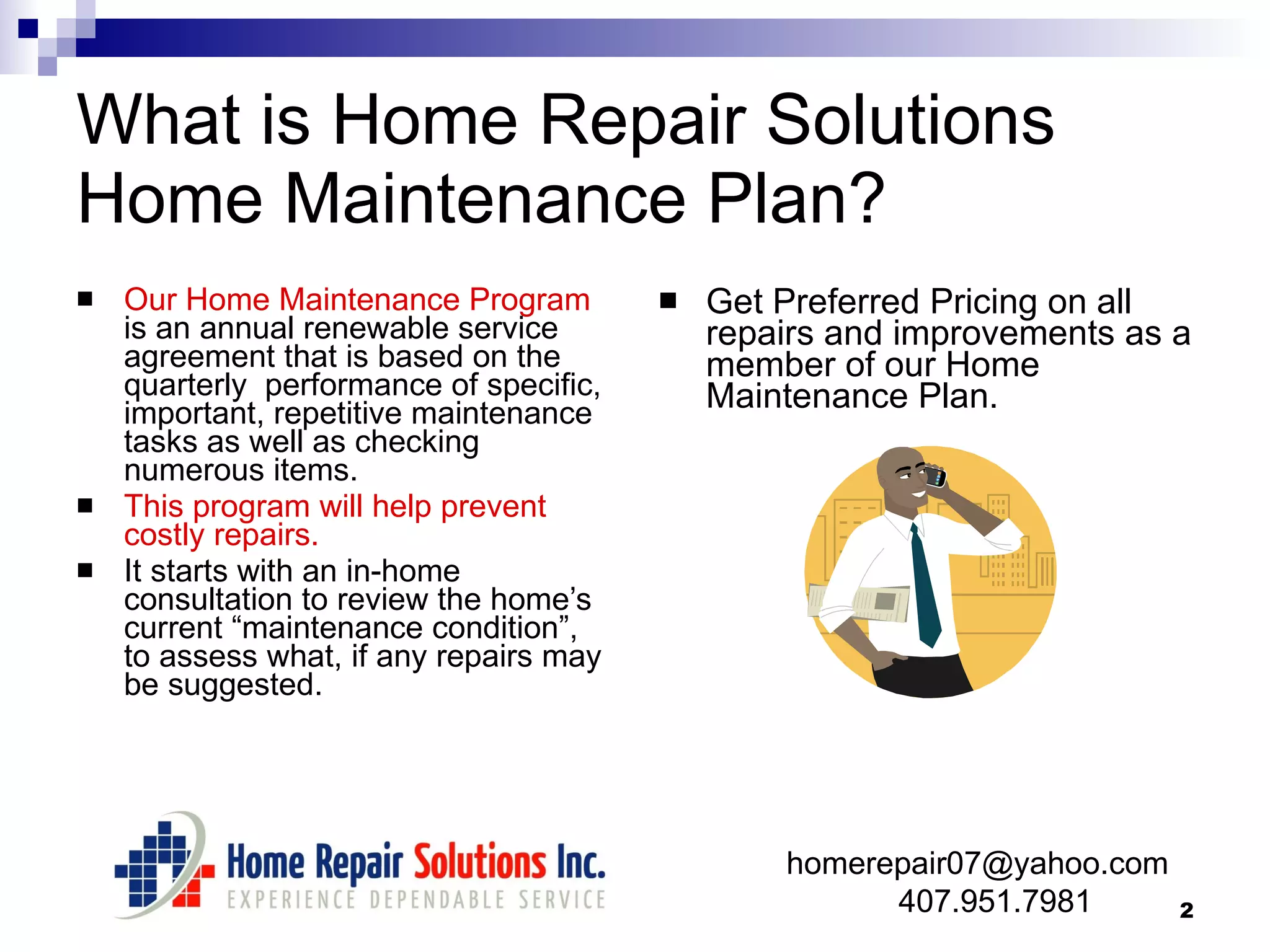 Home Maintenance Plan | PPT | Free Download
