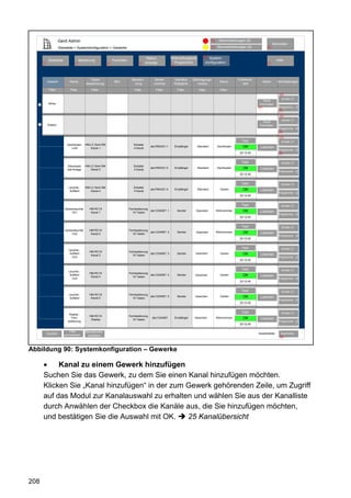 Gerd Admin                                                                                                        12    Alarmmeldungen (0)
                                                                                                                                                                                    Abmelden
                     Startseite > Systemkonfiguration > Gewerke                                                                        11   Servicemeldungen (0)              10


                                                                                       Status            Verknüpfungen&          68 System-
            Startseite                Bedienung             Favoriten                                                                                                                 Hilfe
       2                         3                      4                      8      anzeige              Programme              konfiguration                               9
                                                                                                         5




                                             Typen-                       Bezeich-         Serien-           Interface   Übertragungs-                   Funktions-
           Gewerk            Name                            Bild                                                                             Raum                         Aktion     Verknüpfungen
                                          bezeichnung                      nung            nummer            Kategorie      modus                           test
            Filter           Filter          Filter                        Filter           Filter            Filter         Filter           Filter
                                                                                                                                                                                        23
                                                                                                                                                                                         Geräte (7)
                                                                                                                                                                          Kanal
   +        Klima                                                                                                                                                      hinzufügen
                                                                                                                                                                      47               Programme (2)
                                                                                                                                                                                       24
                                                                                                                                                                                        23
                                                                                                                                                                                         Geräte (7)
                                                                                                                                                                         Kanal
   -       Elektro                                                                                                                                                    hinzufügen
                                                                                                                                                                                       Programme (9)
                                                                                                                                                                                       24
                                                                                                                                                                                        23
                                                                                                                                                           Test                          Geräte (7)
                           Dachboden     HM-LC-Sw4-SM                      Schalter
                              Licht         Kanal 1                        4 Kanal
                                                                                         abc7654321:1        Empfänger      Standard        Dachboden       OK         Löschen
                                                                                                                                                                      44               Programme (2)
                                                                                                                                                          20:12:45                     24


                                                                                                                                                           Test                          Geräte (7)
                           Steckdose     HM-LC-Sw4-SM                      Schalter
                           Sat-Anlage       Kanal 2                        4 Kanal
                                                                                         abc7654321:2        Empfänger      Standard        Dachboden       OK         Löschen
                                                                                                                                                                      44               Programme (2)
                                                                                                                                                          20:12:45


                                                                                                                                                           Test                          Geräte (7)
                            Leuchte -    HM-LC-Sw4-SM                      Schalter
                             Auffahrt       Kanal 4                        4 Kanal
                                                                                         abc7654321:4        Empfänger      Standard          Garten        OK         Löschen
                                                                                                                                                                      44               Programme (2)
                                                                                                                                                          20:12:45


                                                                                                                                                           Test                          Geräte (7)
                         Deckenleuchte     HM-RC19                      Fernbedienung
                              Ch1           Kanal 1                       19 Tasten
                                                                                         abc1234567: 1        Sender       Gesichert        Wohnzimmer      OK         Löschen
                                                                                                                                                                      44               Programme (2)
                                                                                                                                                          20:12:45


                                                                                                                                                           Test                          Geräte (7)
                         Deckenleuchte     HM-RC19                      Fernbedienung
                              Ch2           Kanal 2                       19 Tasten
                                                                                         abc1234567: 2        Sender       Gesichert        Wohnzimmer      OK         Löschen
                                                                                                                                                                      44               Programme (2)
                                                                                                                                                          20:12:45


                                                                                                                                                           Test                          Geräte (7)
                            Leuchte -
                                           HM-RC19                      Fernbedienung
                             Auffahrt
                                            Kanal 3                       19 Tasten
                                                                                         abc1234567: 3        Sender       Gesichert          Garten        OK         Löschen
                              Ch3                                                                                                                                     44               Programme (2)
                                                                                                                                                          20:12:45


                                                                                                                                                           Test                          Geräte (7)
                            Leuchte -
                                           HM-RC19                      Fernbedienung
                             Auffahrt
                                            Kanal 4                       19 Tasten
                                                                                         abc1234567: 4        Sender       Gesichert          Garten        OK         Löschen
                              Ch4                                                                                                                                     44               Programme (2)
                                                                                                                                                          20:12:45


                                                                                                                                                           Test                          Geräte (7)
                            Leuchte -      HM-RC19                      Fernbedienung
                             Auffahrt       Kanal 5                       19 Tasten
                                                                                         abc1234567: 5        Sender       Gesichert          Garten        OK         Löschen
                                                                                                                                                                      44               Programme (2)
                                                                                                                                                          20:12:45


                                                                                                                                                           Test                          Geräte (7)
                            Display -
                                           HM-RC19                      Fernbedienung
                             Fern-
                                            Display                       19 Tasten
                                                                                          abc1234567         Empfänger    Gesichert         Wohnzimmer      OK         Löschen
                           bedienung                                                                                                                                  44               Programme (2)
                                                                                                                                                          20:12:45

                             Filter      Baumstruktur
           Zurück             OK                                                                                                                                      Gewerkeliste       Bearbeiten
                         zurücksetzen     schließen                                                                                                                                     48



Abbildung 90: Systemkonfiguration – Gewerke

       •    Kanal zu einem Gewerk hinzufügen
       Suchen Sie das Gewerk, zu dem Sie einen Kanal hinzufügen möchten.
       Klicken Sie „Kanal hinzufügen“ in der zum Gewerk gehörenden Zeile, um Zugriff
       auf das Modul zur Kanalauswahl zu erhalten und wählen Sie aus der Kanalliste
       durch Anwählen der Checkbox die Kanäle aus, die Sie hinzufügen möchten,
       und bestätigen Sie die Auswahl mit OK.    25 Kanalübersicht




208
 