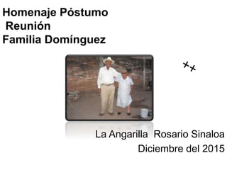 Homenaje Póstumo
Reunión
Familia Domínguez
La Angarilla Rosario Sinaloa
Diciembre del 2015
 