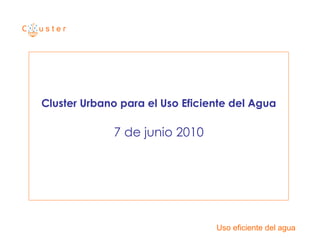 C  u s t e r Cluster Urbano para el Uso Eficiente del Agua 7 de junio 2010 Uso eficiente del agua 