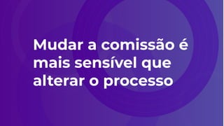 Mudar a comissão é
mais sensível que
alterar o processo
 