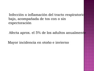 EvoluciónLa evolución de la reacción asmática constituye un proceso cuyas principales fases son:Crisis. Tiene lugar como reacción de los mecanismos inmunológicos o no inmunológicos frente a agentes alergenos, microbianos, etc. Ataque. Sobreviene al persistir el estado de crisis y constituye una acentuación de la misma. Agudización. Tiene lugar cuando el estado anterior no disminuye después del tratamiento habitual y, con frecuencia, la tos, acentúa la irritación bronquial