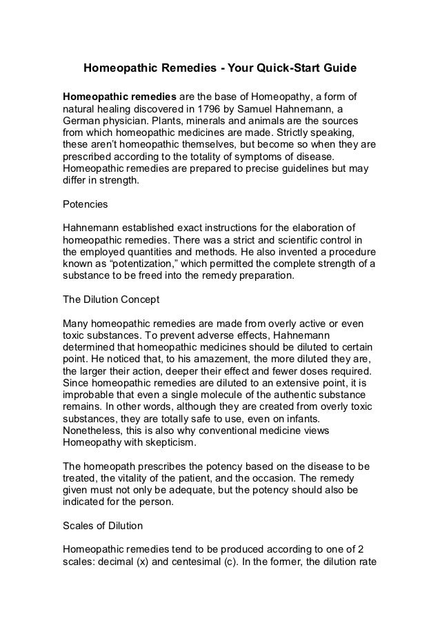 Homeopathic Remedies Your QuickStart Guide
