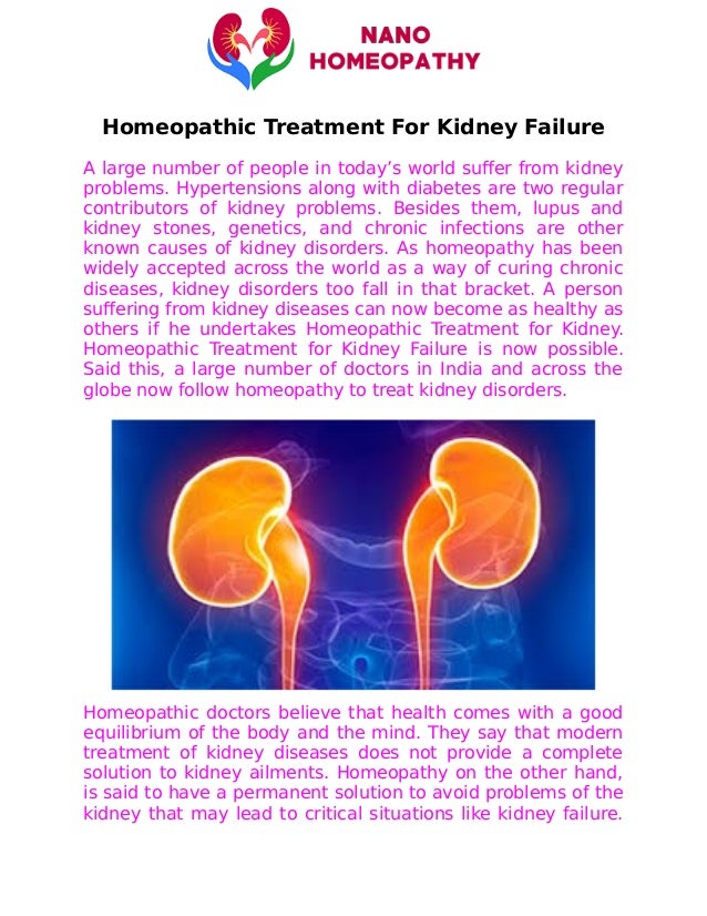 Homeopathic treatment for kidney failure