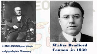Walter Bradford
Cannon ,in 1930
CLAUDE BERNARD,great biologist
and physiologist in 19th century
 