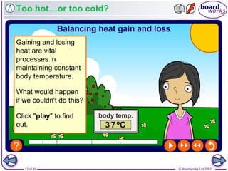 © Boardworks Ltd 200712 of 40
Too hot…or too cold?
 