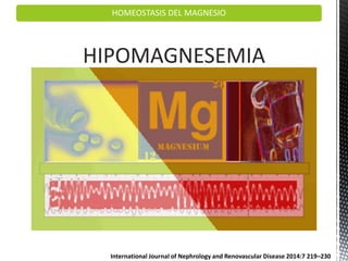 HOMEOSTASIS DEL MAGNESIO
HIPOMAGNESEMIA
International Journal of Nephrology and Renovascular Disease 2014:7 219–230
 