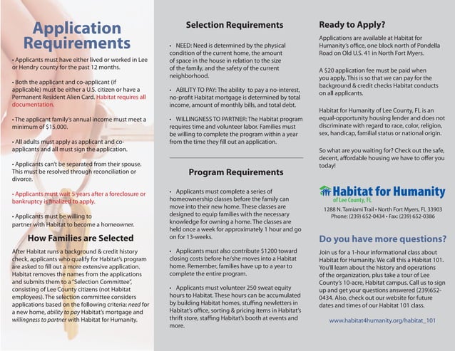 Habitat for Humanity Homeownership Brochure 2009 | PPT