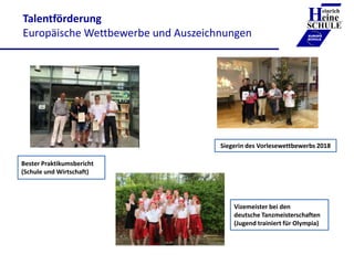 Talentförderung
Europäische Wettbewerbe und Auszeichnungen
Heinrich
eine
SCHULE
____________
EUROPA
SCHULE
Vizemeister bei...