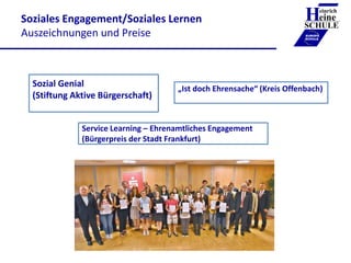Soziales Engagement/Soziales Lernen
Auszeichnungen und Preise
Heinrich
eine
SCHULE
____________
EUROPA
SCHULE
Sozial Genia...