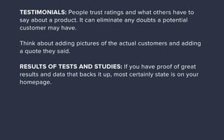 Homepage's conversion