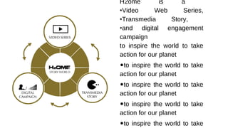 H2ome
is
a
•Video
Web
Series,
•Transmedia
Story,
•and digital engagement
campaign
to inspire the world to take
action for our planet

•to

inspire the world to take
action for our planet

•to

inspire the world to take
action for our planet

•to

inspire the world to take
action for our planet

•to

inspire the world to take

 