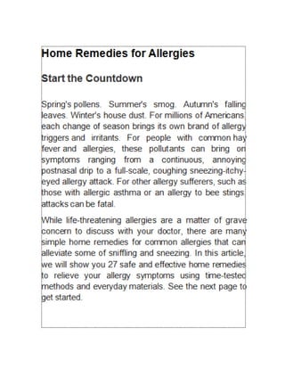 Home remedies 4 for allergy - allergist in delaware