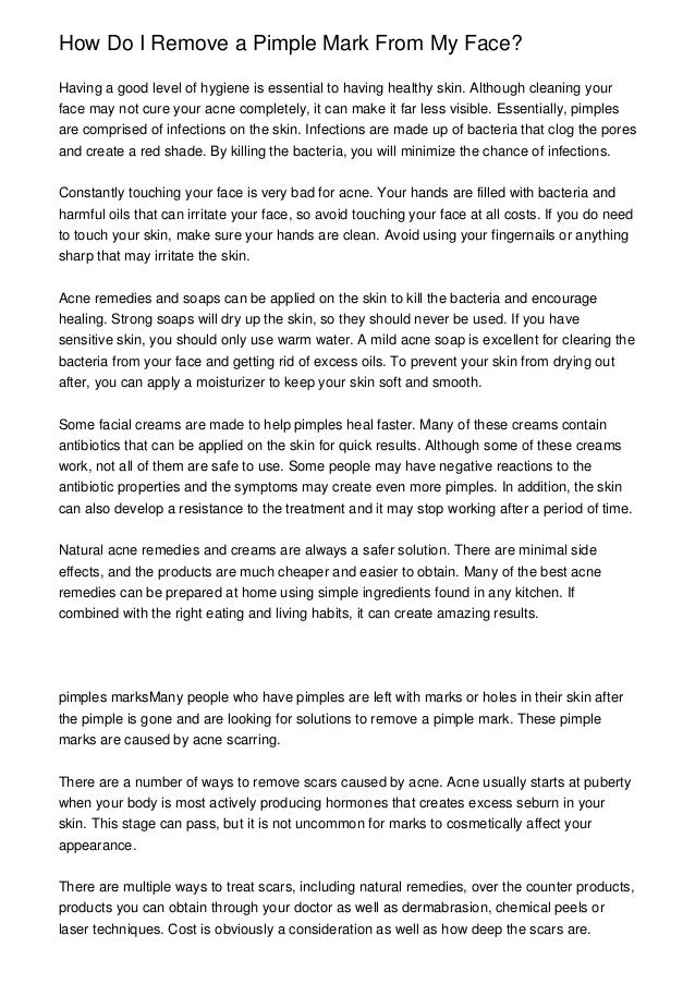 How Do I Remove a Pimple Mark From My Face?