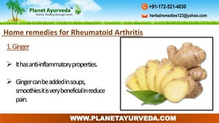 Natural Home Remedies for Rheumatoid Arthritis Pain Relief | PPTX