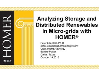 HOMER Energy: Perspectives on Advanced Energy Storage