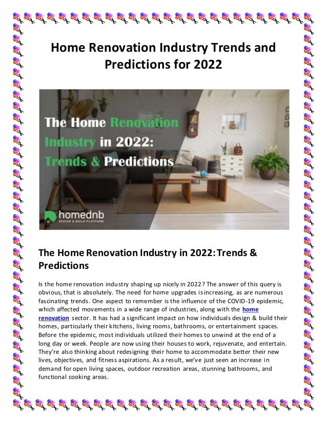Home renovation industry trends and predictions