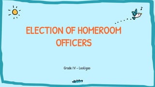 Grade IV - Leoligao
ELECTION OF HOMEROOM
OFFICERS
 