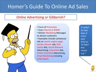 Homer’s Guide To Online Ad Sales Online Advertising or Gibberish? ,[object Object]