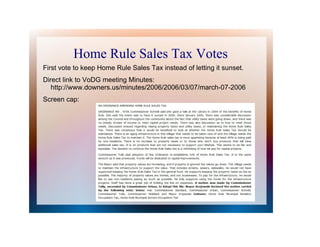 Home Rule Sales Tax Votes