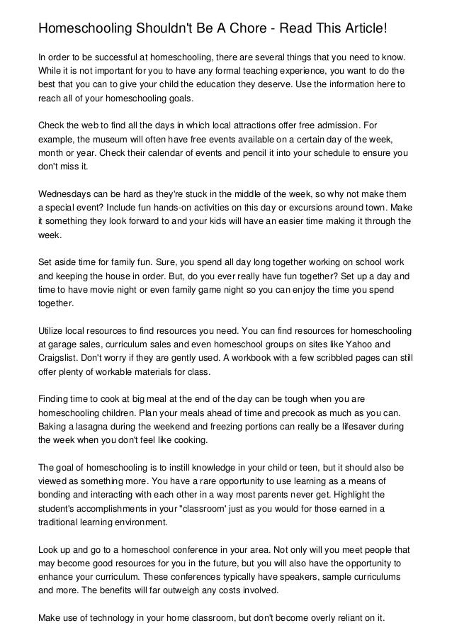 Homeschooling Shouldn T Be A Chore Read This Article Homeschooling Shouldn T Be A Chore Read This Article