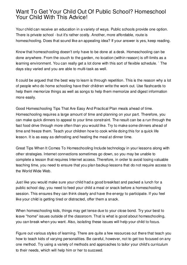 Want To Get Your Child Out Of Public School? Homeschool Your Child With