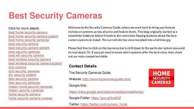 Home Security Camera Comparison Chart