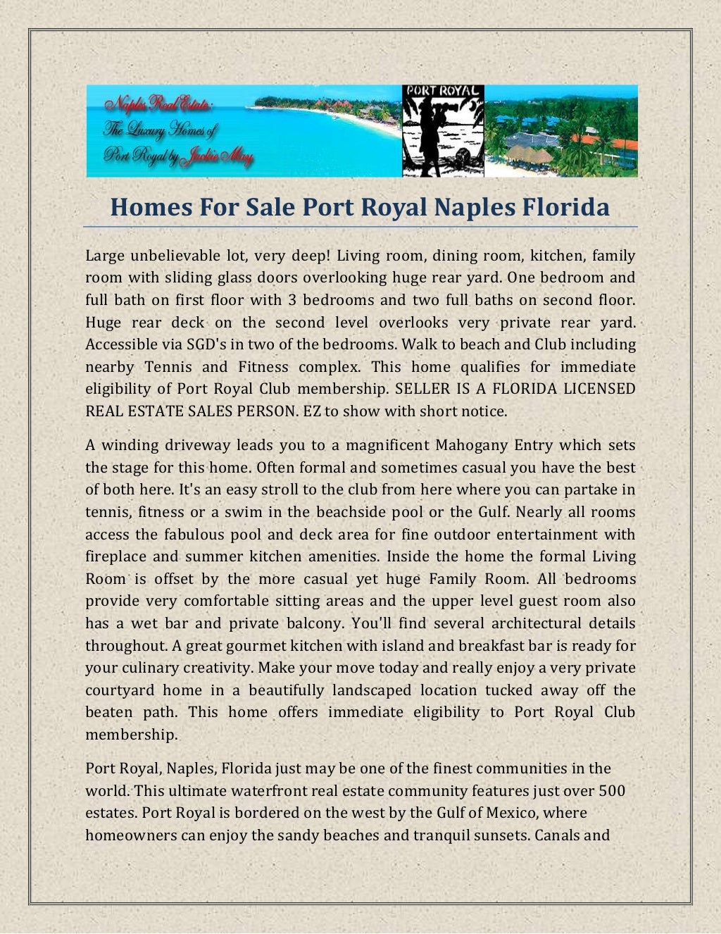 Homes for sale port royal naples florida