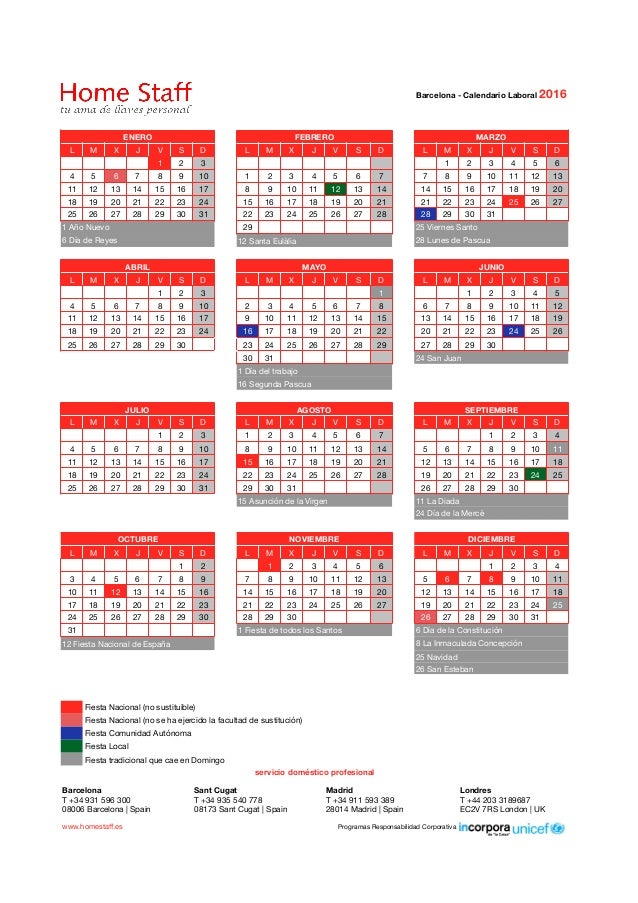Calendario Laboral 2016 Barcelona calendario laboral sant cugat