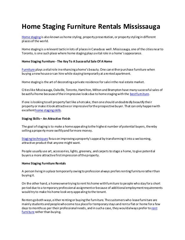 Home Staging Furniture Rentals Mississauga