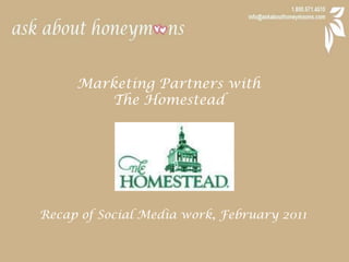 Marketing Partners with  The Homestead Recap of Social Media work, February 2011 