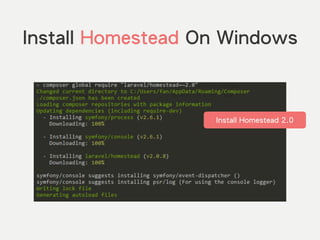Install Homestead On Windows
Install Homestead 2.0
 