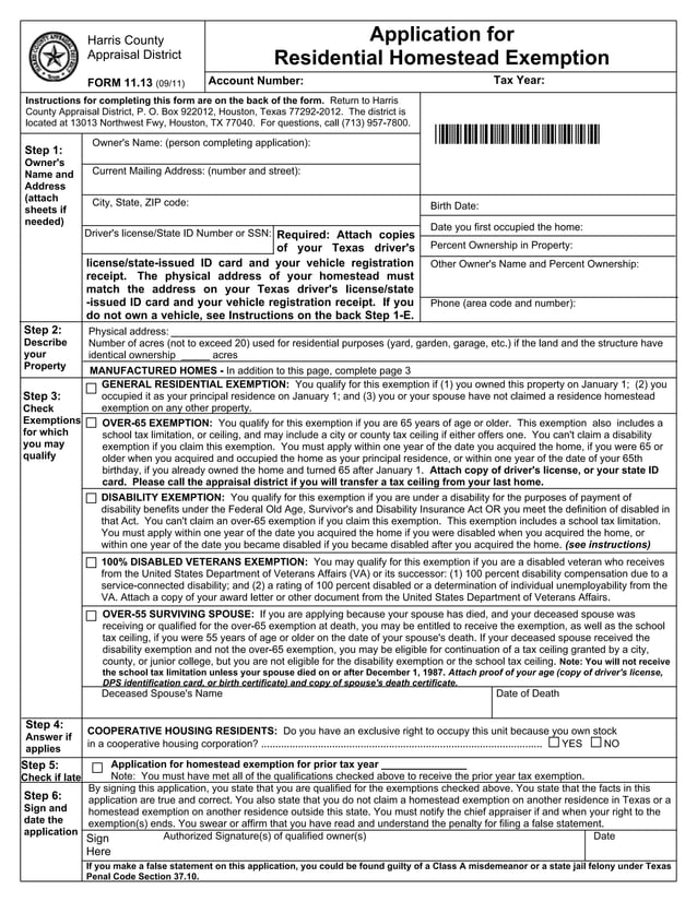 Homestead exemption form PDF
