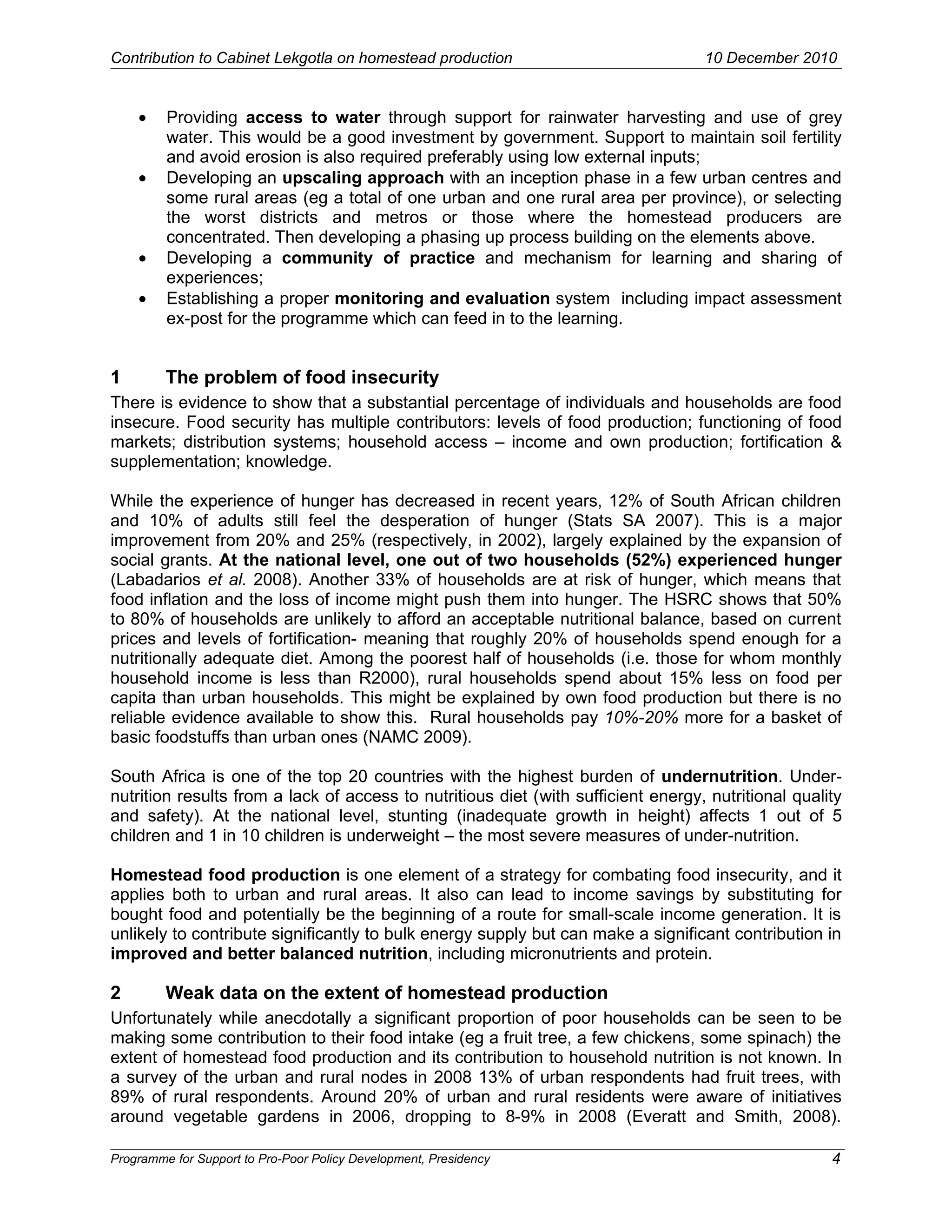 Homestead Food Production 10.01.10