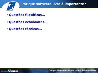 Compartilhando experiências em software livre