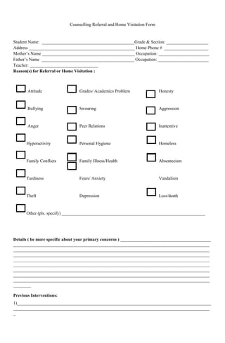Home visit slip (blank) | PDF