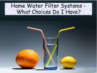 Home Water Filter Systems - 
What Choices Do I Have? 
 