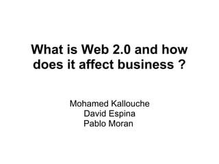 What is Web 2.0 and how does it affect business ? Mohamed Kallouche David Espina Pablo Moran  
