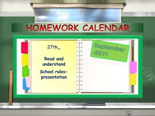 HOMEWORK CALENDARSeptember-2011