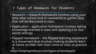 Comprehensive Guide to Homework: Purpose, Benefits, and Types | PPTX