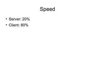 Speed

    Server: 20%

    Client: 80%
 