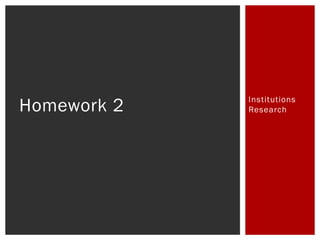 Institutions 
Homework 2 Research 
 