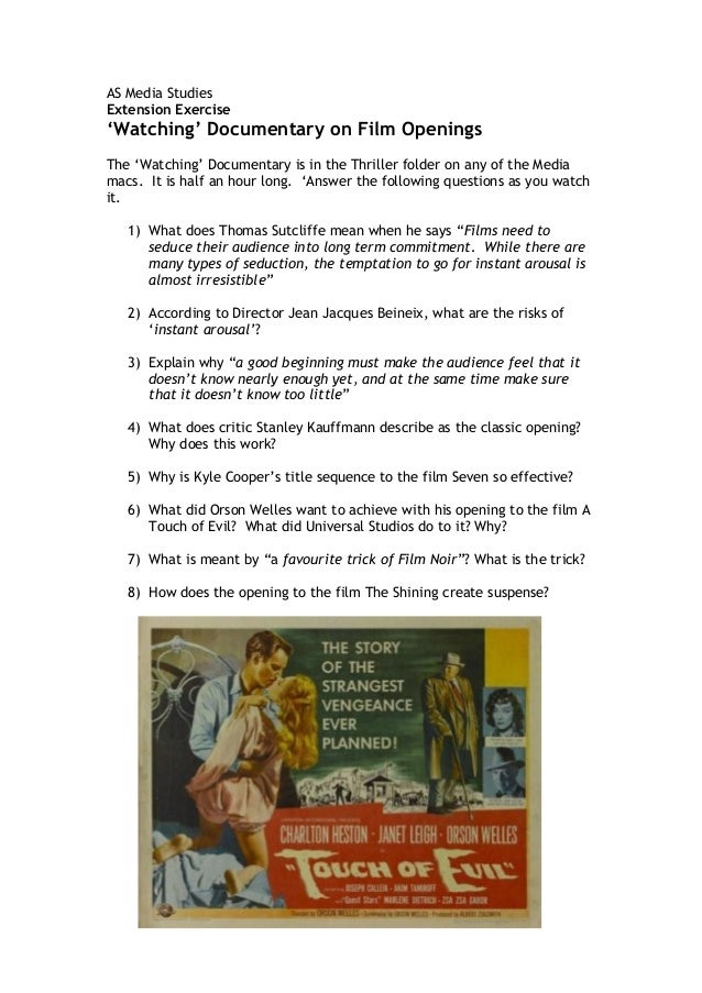 Homework lesson 1 extension activity Watching Documentary questions