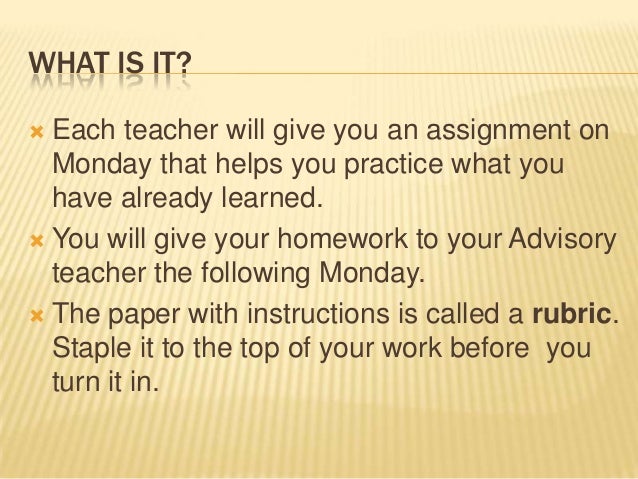 Teacher advice about homework