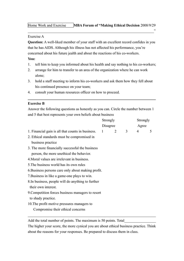 Home Work And Exercise Mba Forum 970929 | PDF
