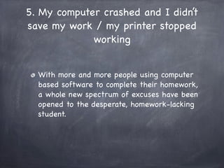 10 excuses for not doing your homework | PDF